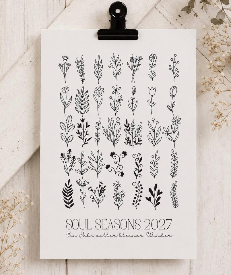 Soul Seasons 2027 – Jahreskalender mit Monatsimpulsen | Achtsamkeitskalender | Naturkalender | Wandkalender A4