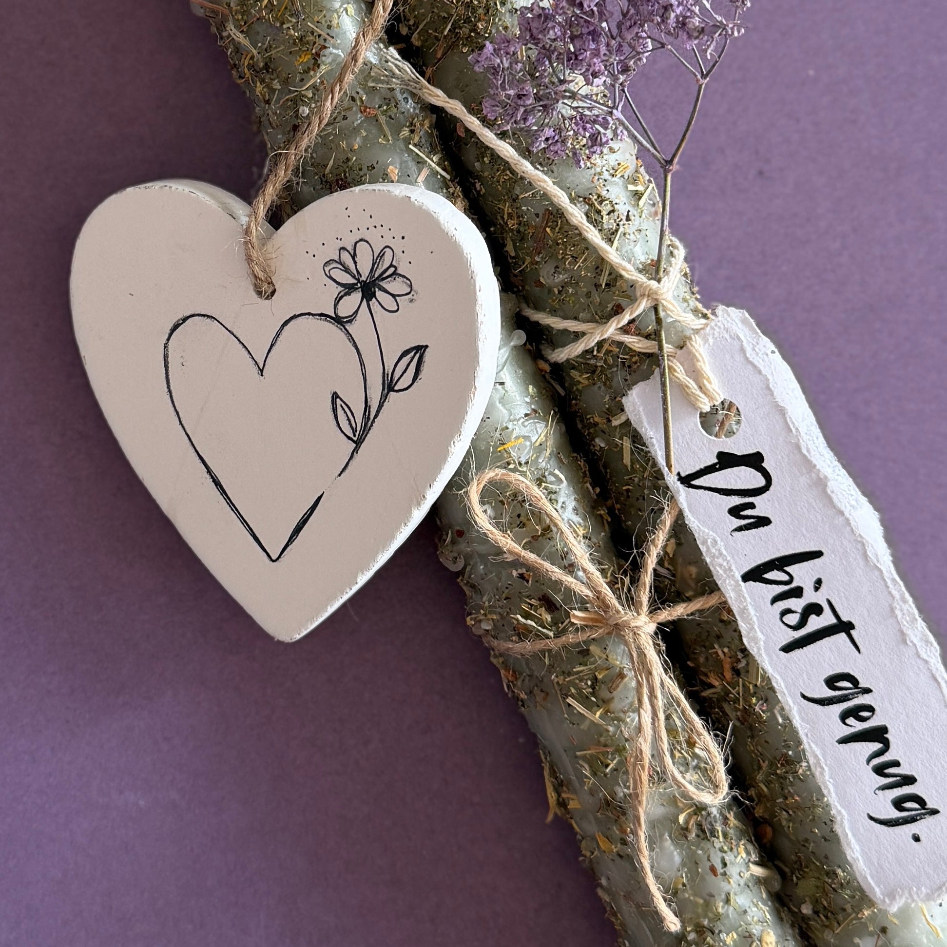 hej.soulwild • Ritualkerzen mit Wildblüten [mint] - 22 cm