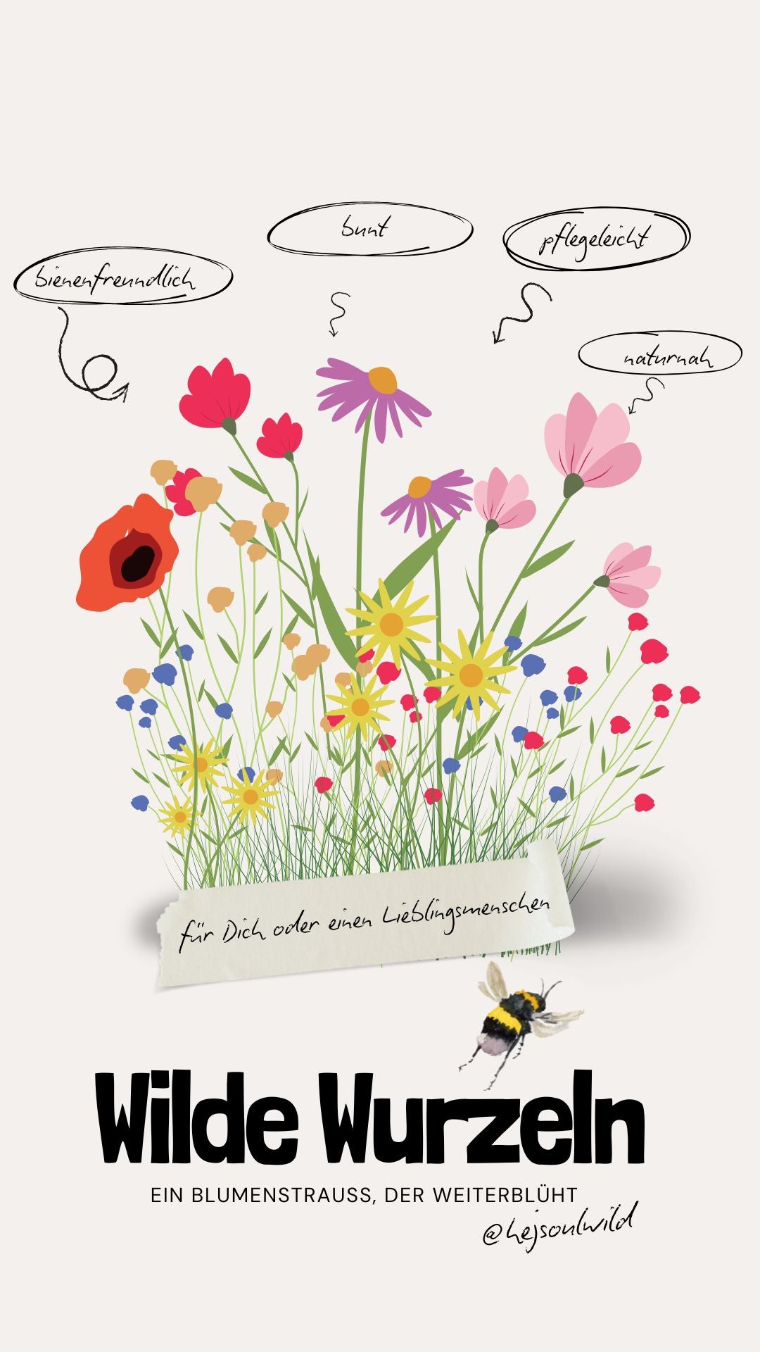 Wilde Wurzel - Ein blühender Blumenstrauß zum Selberpflanzen & eine handverzierte Blüten-Kerze