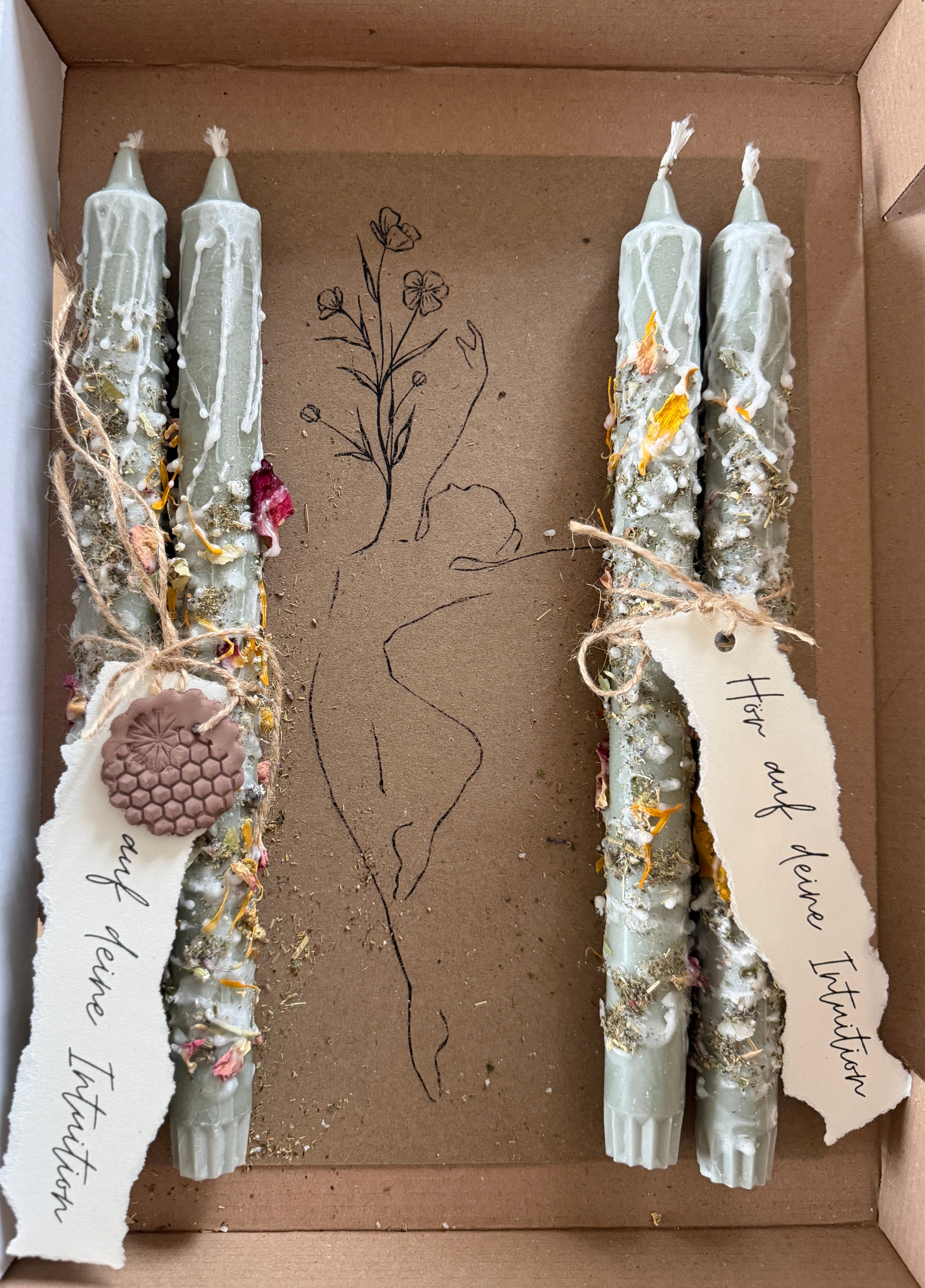 hej.soulwild • Ritualkerzen mit Wildblüten [mint] - 22 cm