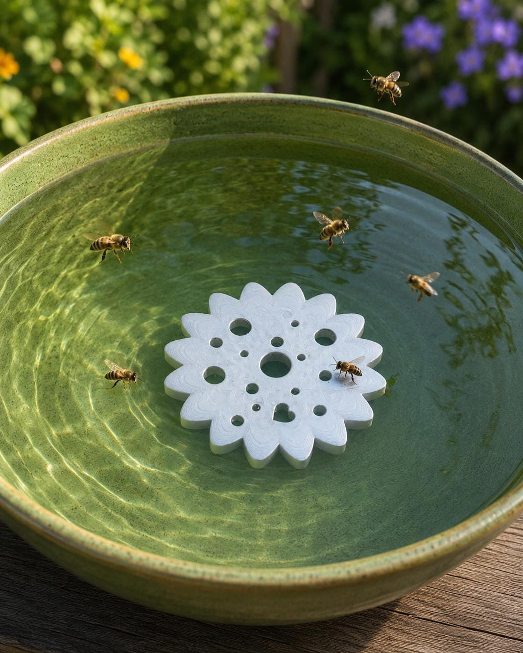 Bienentränke | Blume aus dem 3D-Druck | Schwimmende Bienen-Tränke für Garten & Balkon | Insektentränke | Bienenhilfe | Nachhaltige Gartendeko 15cm