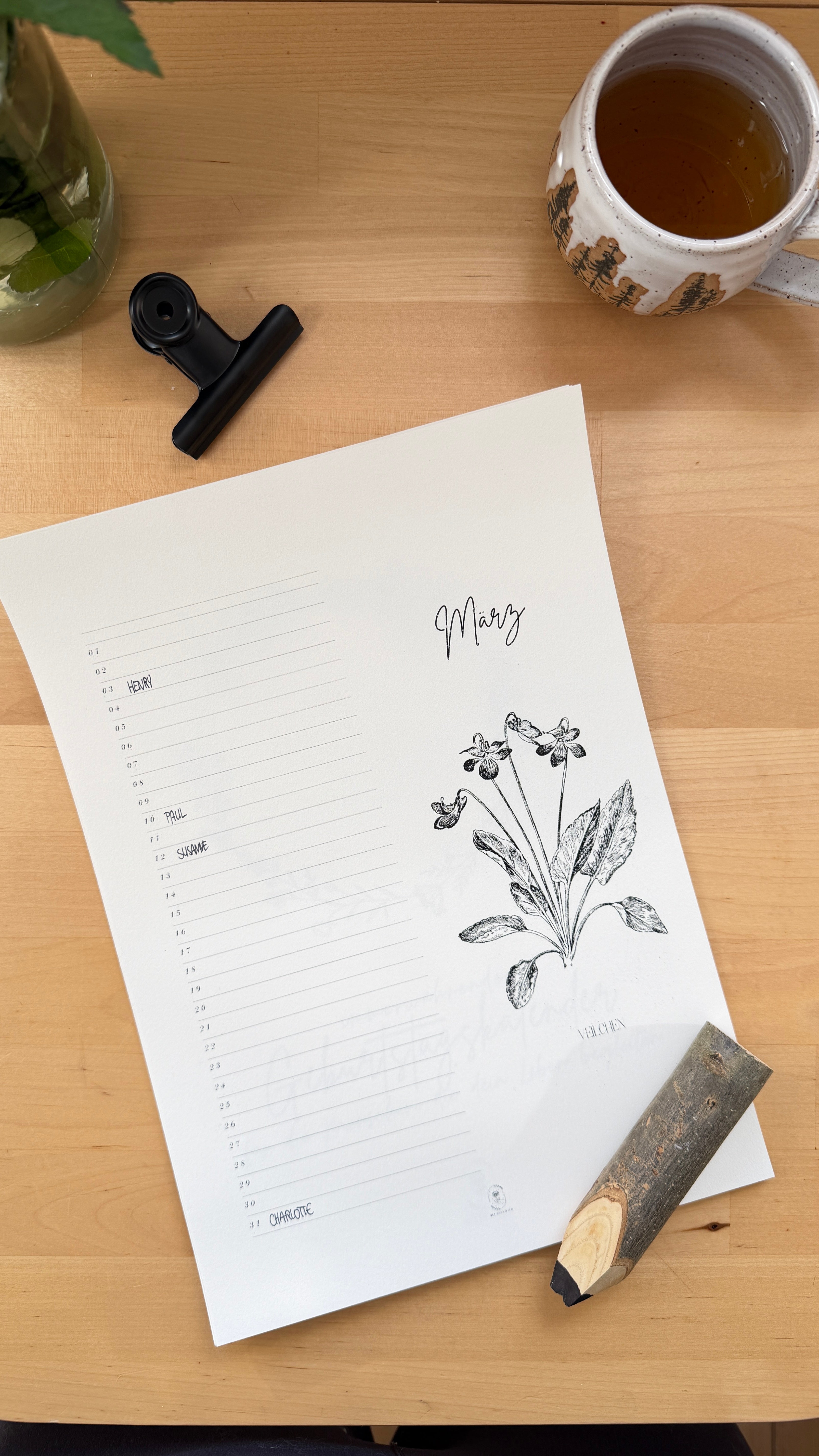 Immerwährender Geburtstagskalender mit Wildkräutern | Botanischer Familienkalender | hej.soulwild