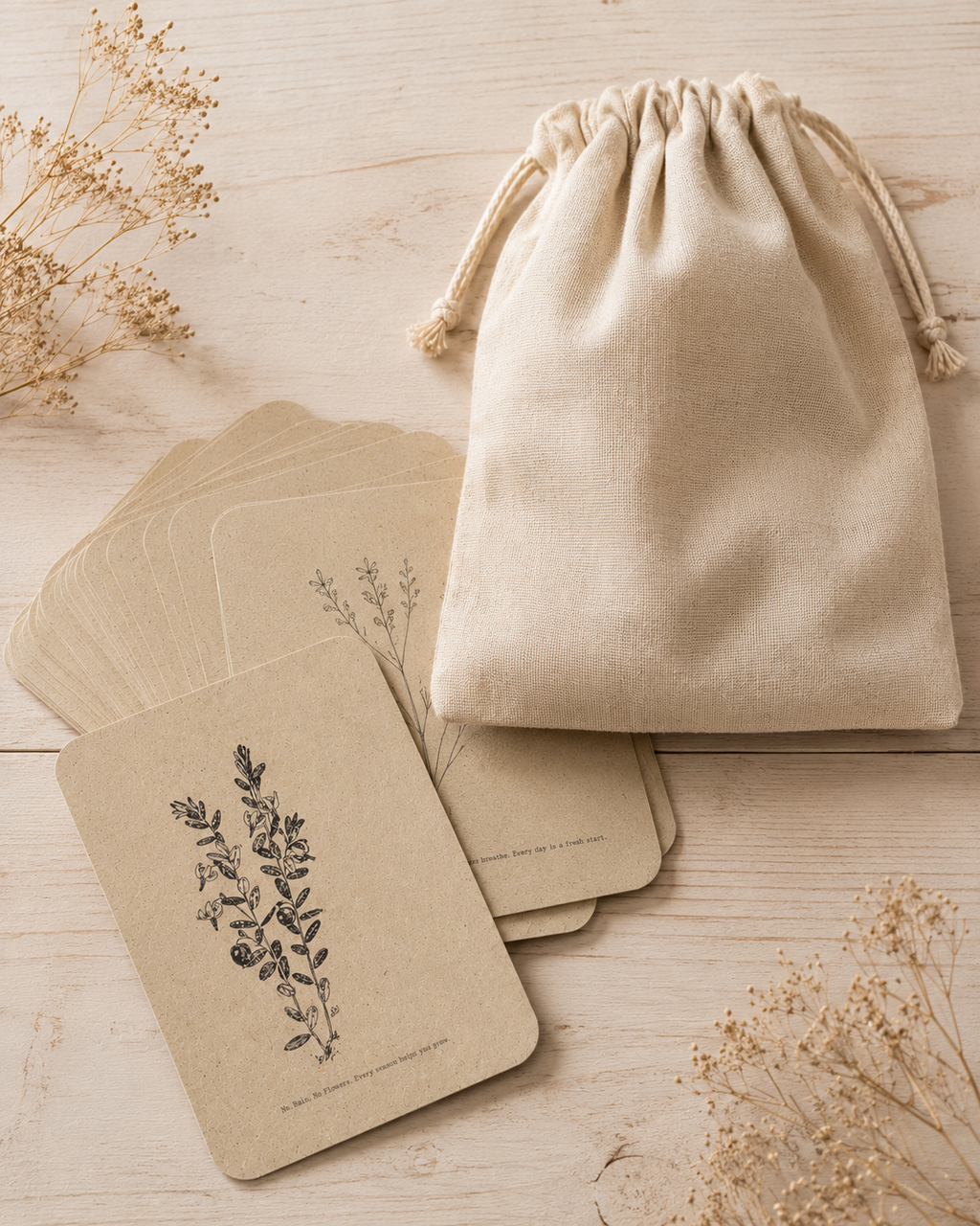 Postkarten Adventskalender | 24 Kraftpapier Postkarten | Hygge Weihnachten | Botanische Illustrationen | Achtsamkeitskalender | Geschenk